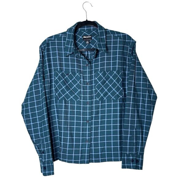 Outdoor Research Other - Outdoor Research Feedback Flannel Button Up Men's M Blue Green Plaid Outdoor